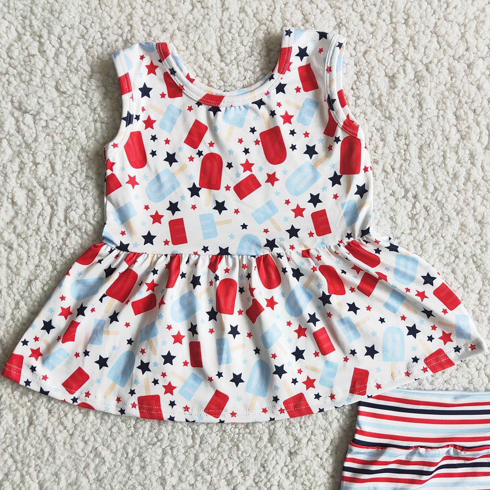 Fashion Baby Girls Bummies Set July 4th Toddler Girls Clothes Baby Bummies Outfit E3-15
