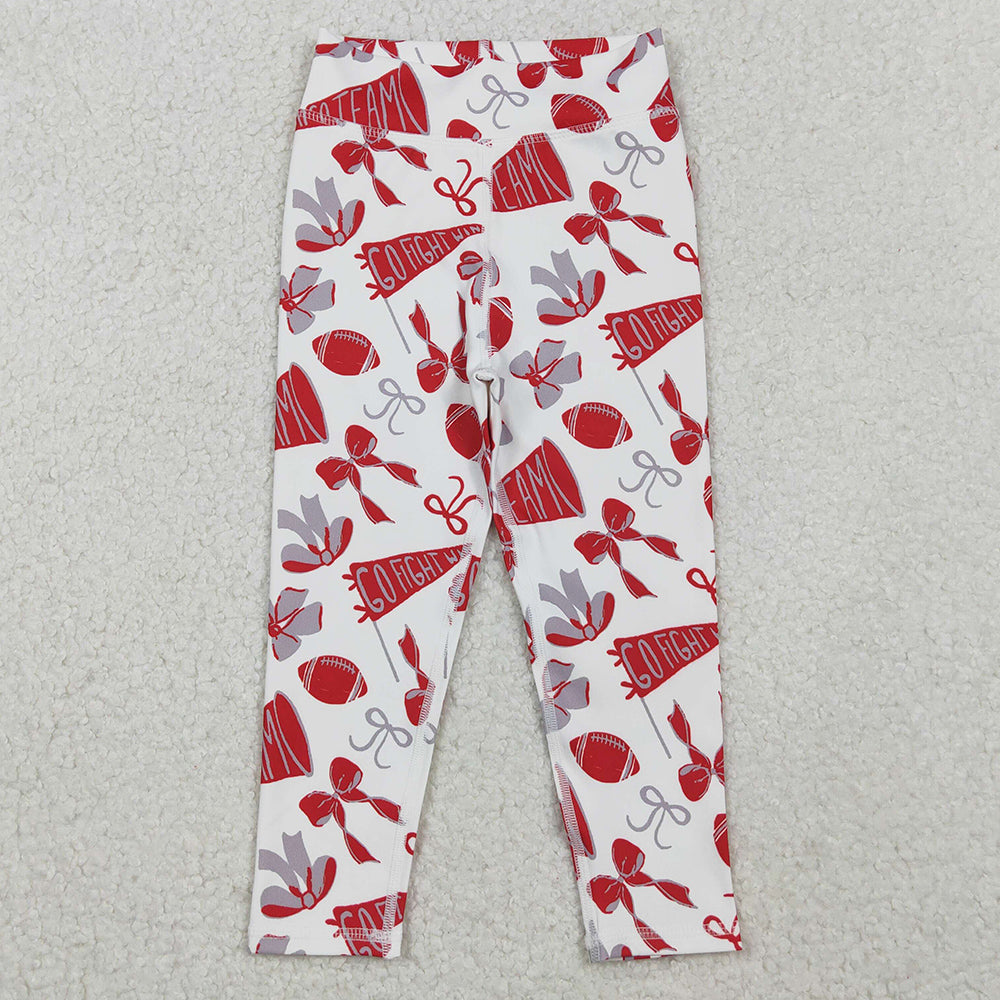 Baby Girls Pants Red Bows Footballs Go Team Yoga Active Legging Pants Bottom P0846 11.3