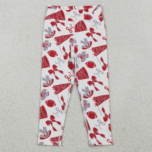 Baby Girls Pants Red Bows Footballs Go Team Yoga Active Legging Pants Bottom P0846 11.3