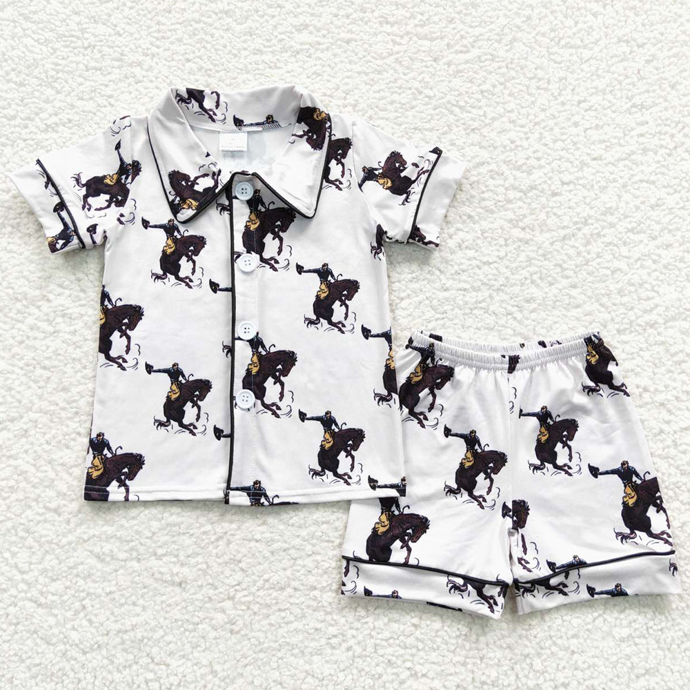 Sibling Baby Boys Pajamas Button Top Shorts Summer Western Pajamas Sets 5.28