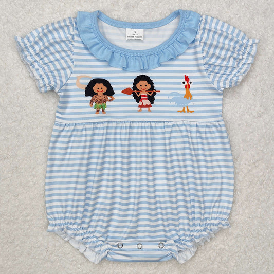 Baby Infant Girls Rompers Blue Strips Princess Rompers SR2419