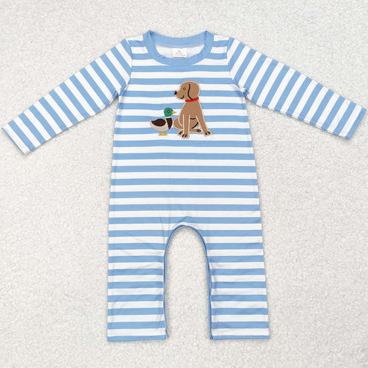 Baby Infant Boys Rompers Dog Duck Embroidery Stripes Rompers LR1644