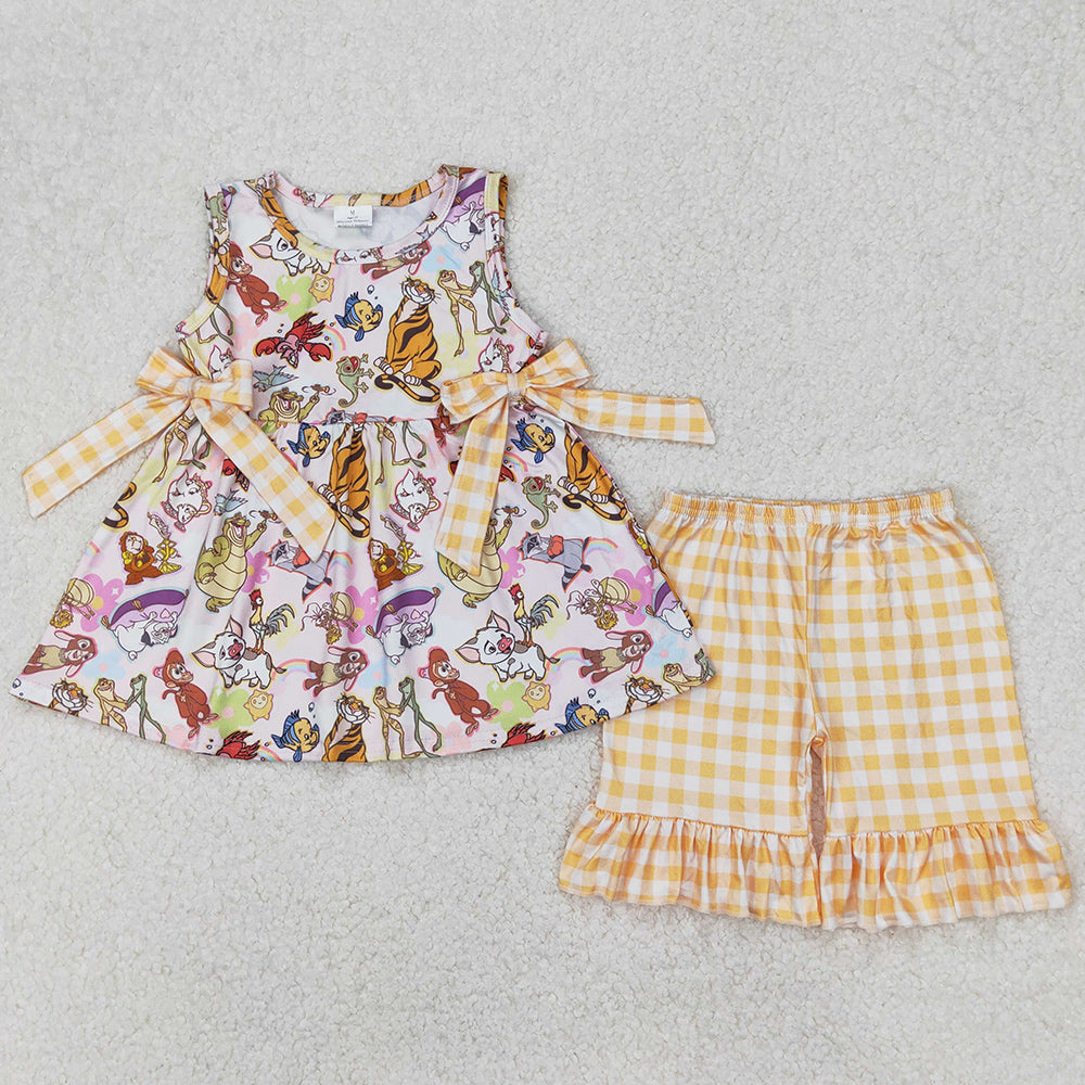 Baby Girls Clothes Animals Tunic Top Ruffle Shorts Sets GSSO2197