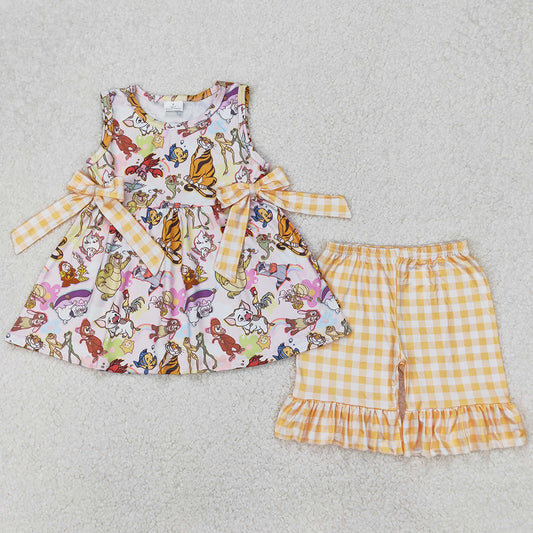 Baby Girls Clothes Animals Tunic Top Ruffle Shorts Sets GSSO2197