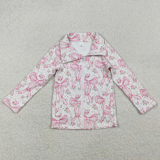 Baby Girls Clothes Tops Pink Floral Bows Plaid Zipper Pockets Yoga Active Jackets Top GT1082 11.1