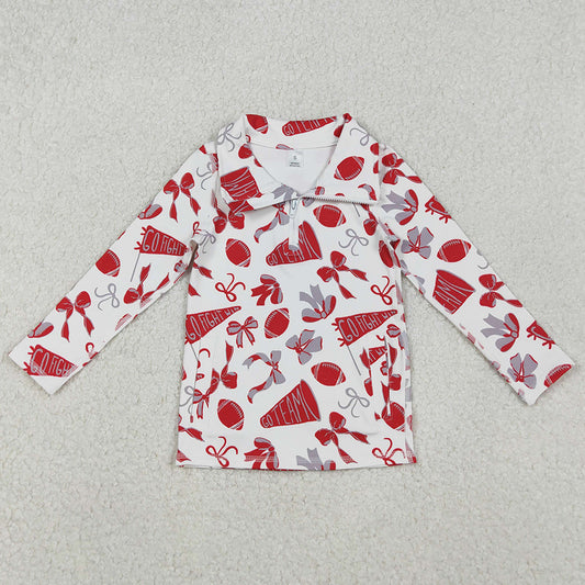Baby Girls Clothes Red Bows Footballs Go Team Yoga Active Zipper Pullovers Top GT1198 11.1