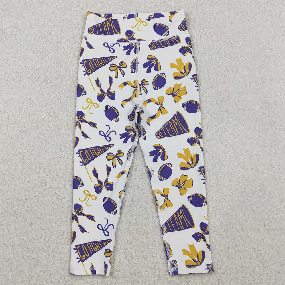 Baby Girls Clothes Purple Yellow Bows Footballs Pullovers Leggings Yoga Active Clothes Sets GLP2762 11.6