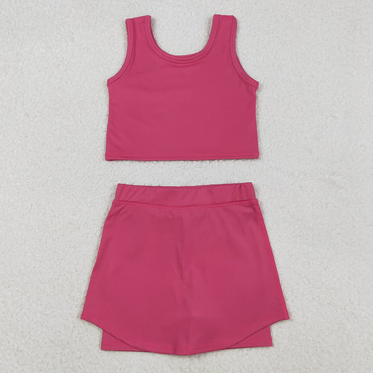 Baby Girls Clothes Pink Vest Top Skirts Shorts Bottom Yoga Active Clothes Set GSD2657 11.6