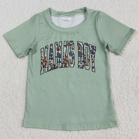 Baby Boys Clothes Shirts Green Mama's Boy Camouflage Short Sleeve Tee Shirts Tops BT1184 5.23