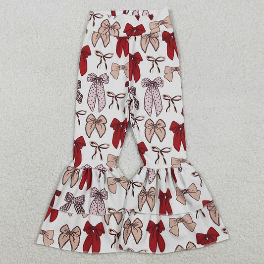 Baby Girls Pants Red Bows Yoga Active Ruffle Bell Bottom Pants P0885 12.5