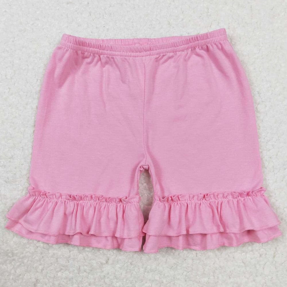 Baby Girls Shorts Summer Pink Cotton Double Ruffle Shorts SS0181