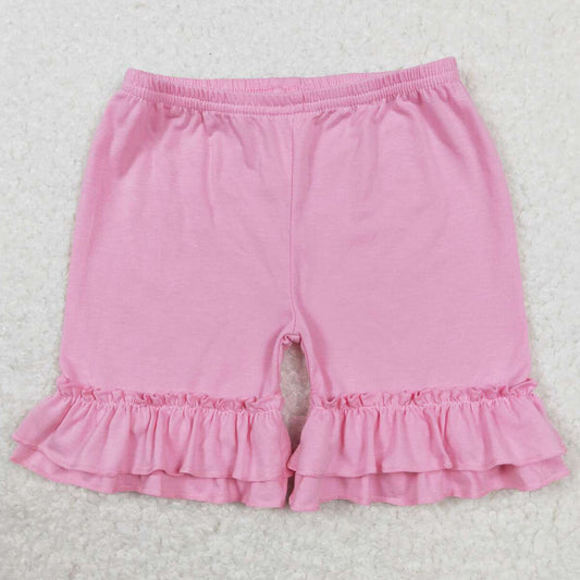 Baby Girls Shorts Summer Pink Cotton Double Ruffle Shorts SS0181