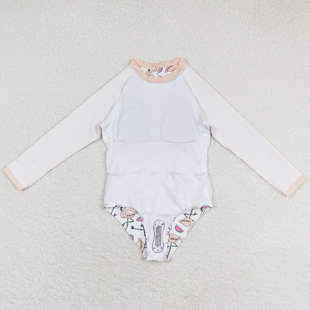 Baby Girls Swimsuits Flamingo Long Sleeve Pink Swimsuits S0245