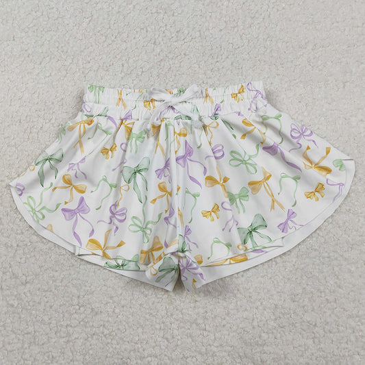 Baby Girls Shorts Mardi Gras Bows Yoga Active Shorts Bottoms SS0682 11.6