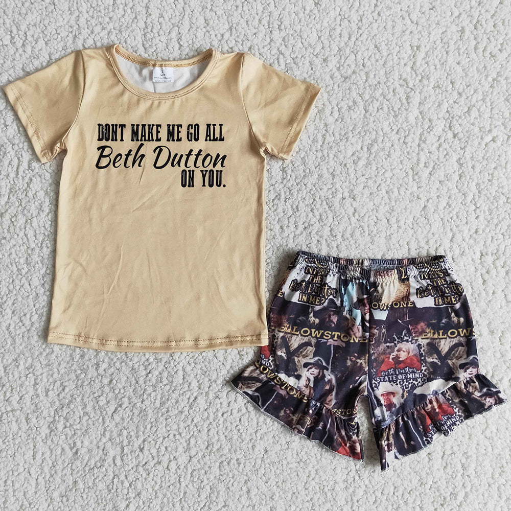 Wholesale Baby Girl Clothes Boutique Kids Clothing Girls Short Sleeve Ruffle Shorts Set E11-14
