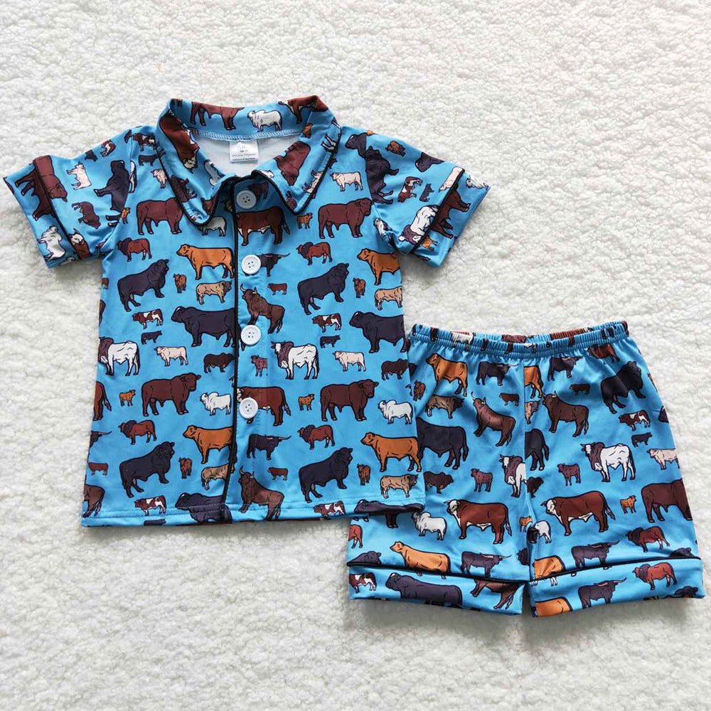 Sibling Baby Boys Pajamas Button Top Shorts Summer Western Pajamas Sets 5.28