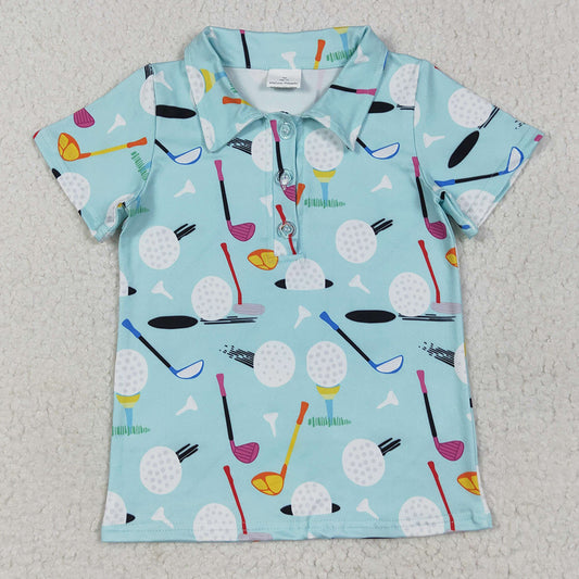 Baby Boys T-shirts Blue Short Sleeves Golf Button Polo Shirts Tops BT1234 6.6