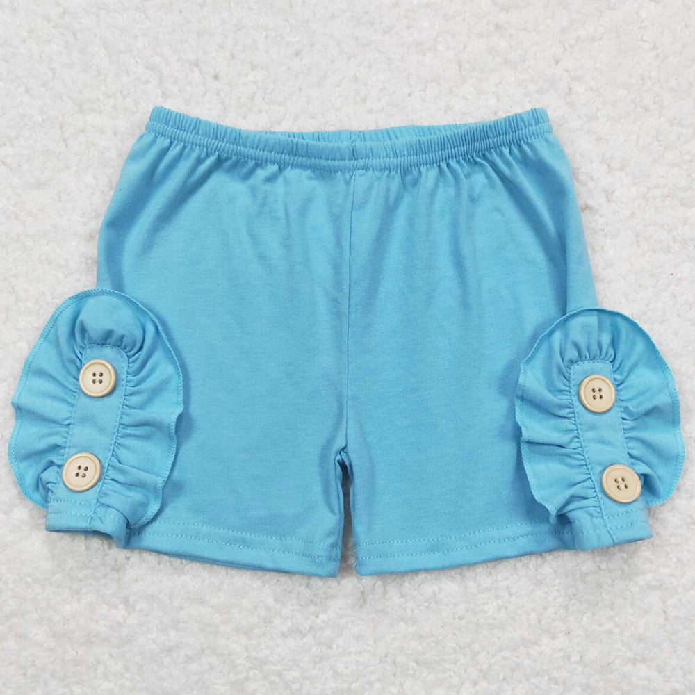 Baby Girls Shorts Summer Light Blue Cotton Buttons Shorts SS0191