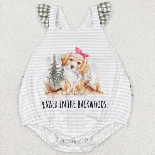 Baby Infant Girls Romper Dog Fishing Ruffle Bubble Rompers SR0658