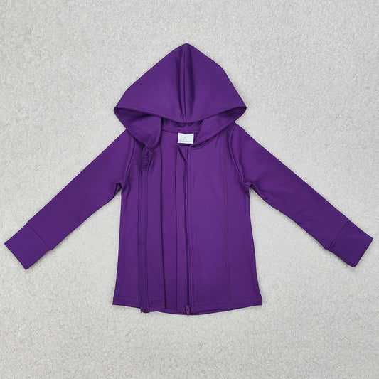 Baby Girls Clothes Purple Zip Hooded Tops Yoga Athletic Cardigan GT0807 3.11