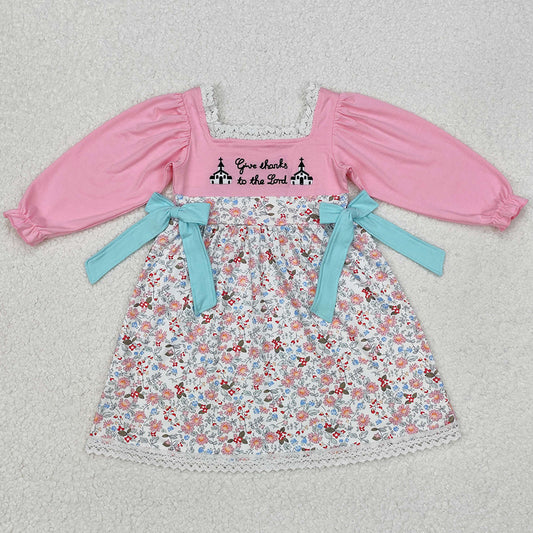 Baby Girls Dress Thanks Lord Church Wear Knee Length Dresses GLD0967