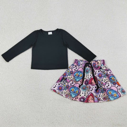 Baby Girls Clothes Black Shirt Top Demon Hunter Pockets Skirt Shorts Clothes Sets GLD1425 1.8