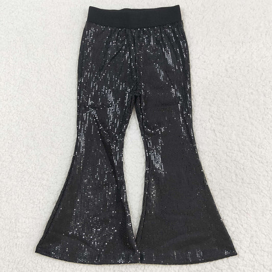 Baby Girls Pants Sequin Black Bell Bottom Pants P0495