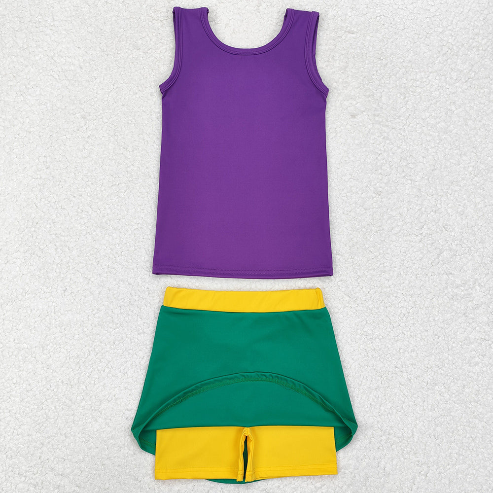 Baby Girls Dress Mardi Gras Athletic Active Wear Top Shorts Skirts Clothes Sets GSD1432
