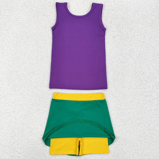Baby Girls Dress Mardi Gras Athletic Active Wear Top Shorts Skirts Clothes Sets GSD1432
