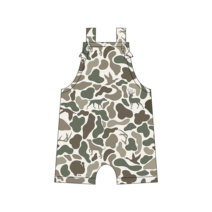 Preorder moq 5 Baby Boys Straps Duck Deer Camouflage Rompers 5.12