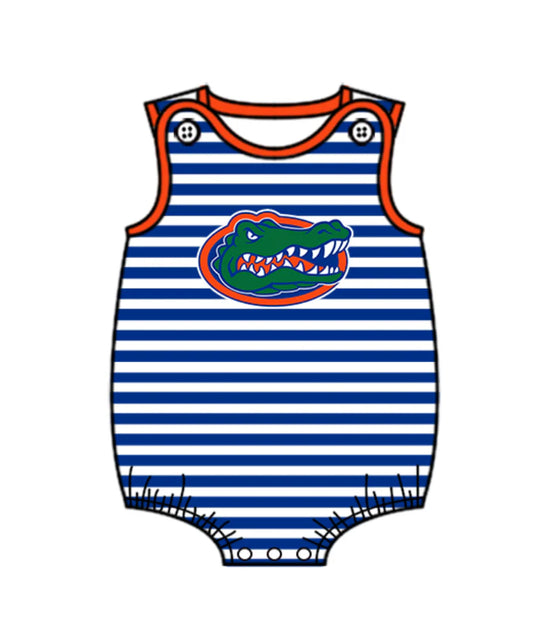 Preorder (moq 5)Baby Boys Blue Stripe Crocodiles Team Rompers 12.24