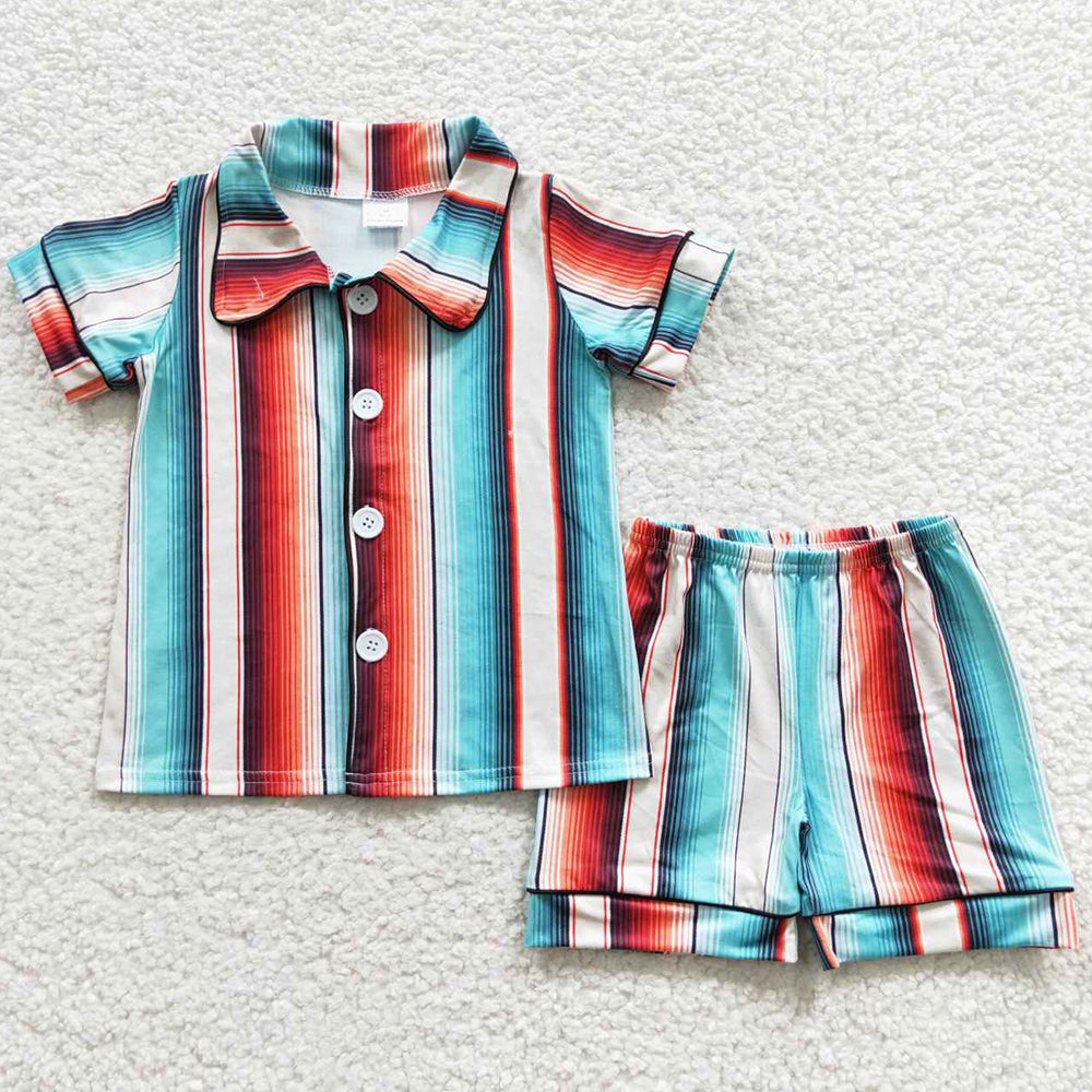 Sibling Baby Boys Pajamas Button Top Shorts Summer Western Pajamas Sets 5.28