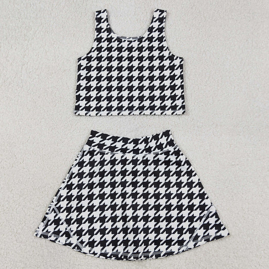 Baby Girls Dress Black Birds Checked Top Skirt Shorts Yoga Clothes Set GSD2858 12.31