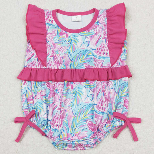 Baby Infant Girls Romper Ruffle Pink Blue Flowers Rompers SR1035