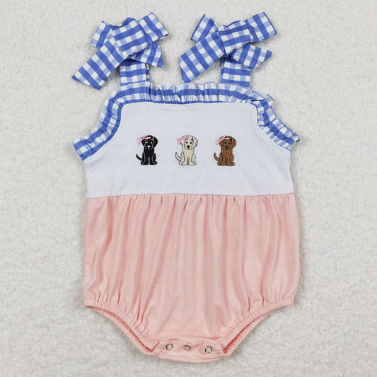 Boutique Baby Girls Rompers Dog Embroidery Short Sleeve Rompers SR1053