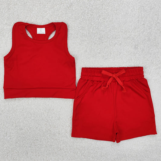 Baby Girls Clothes Red Vest Top Sports Shorts Clothes Sets GSSO2131 3.11