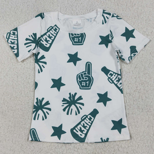 Baby Girls T-shirts Short Sleeves Green Firework Stars Tee Shirts Tops GT0955 6.24