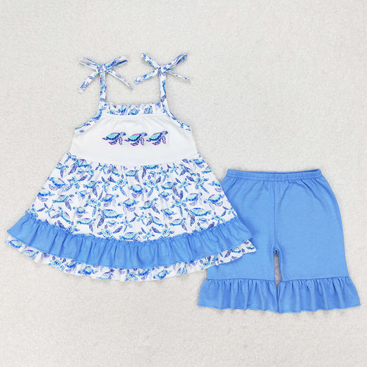 Baby Girls Dress Straps Turtles Ruffle Knee Length Dresses BSSO0916 GSSO1241 GSD1233