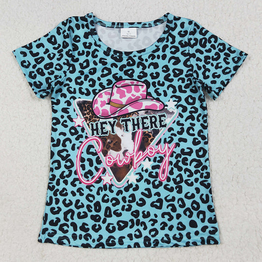 Baby Girls T-shirts Leopard Hey Cowboy Short Sleeve Tee Shirts Tops GT0934 6.25