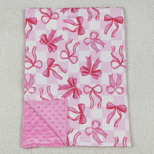 Baby Kids Girls Blankets Pink Bows Plaid Blankets BL0206 6.9
