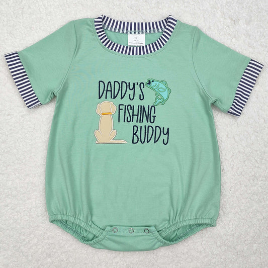 Baby Infant Boys Rompers Daddy's Fishing Buddy Green Rompers SR2336