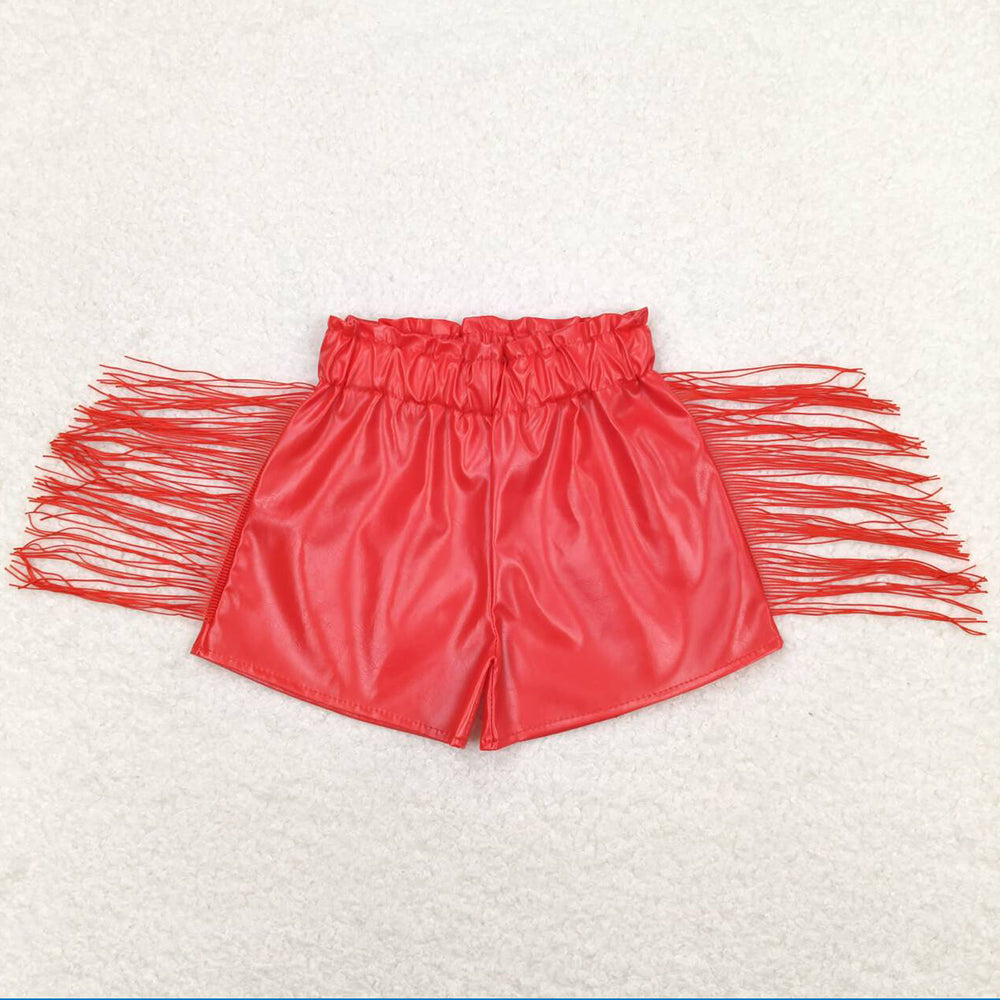 Baby Girls Shorts Red Tassel Leather Shorts SS0252