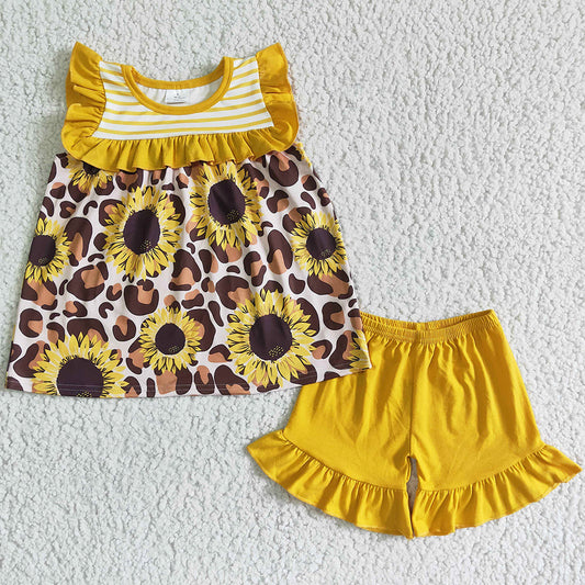 Summer Baby Girls Clothes Set Sunflower Print Cute Girls Clothing Outfits GSSO0069