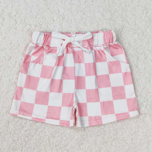 Baby Girls Shorts Pink Checkered Pocket Summer Bottoms Shorts SS0258
