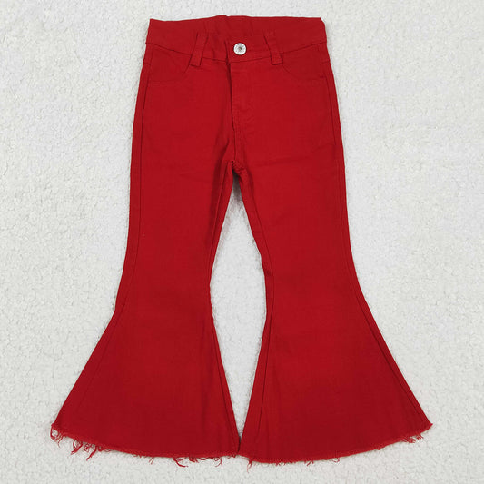 Baby Girls Jeans Pants Red Denim Bell Pants P0083 12.3