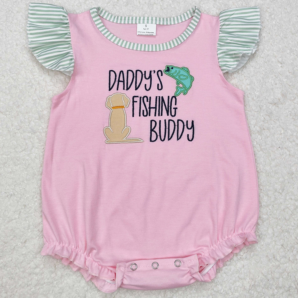 Baby Infant Girls Romeprs Daddy's Fishing Buddy Pink Rompers SR2337