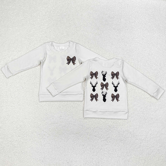 Baby Girls T-shirts Bows Deers Hunting Long Sleeve Tops GT0760