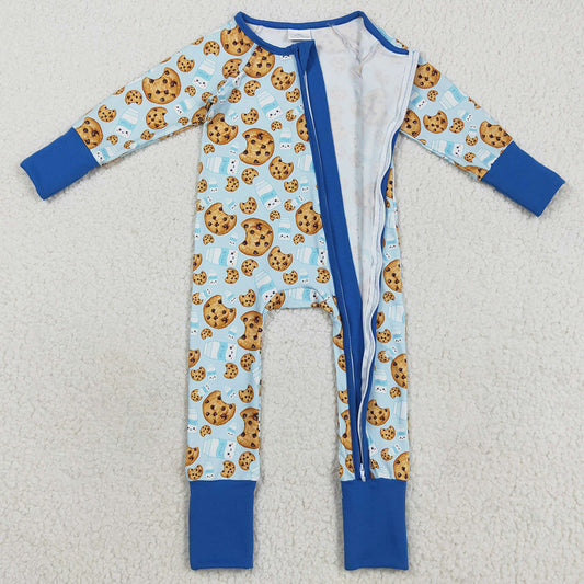 Baby Boys Rompers Blue Milk Cookies Christmas Zipper Rompers LR2397 8.9