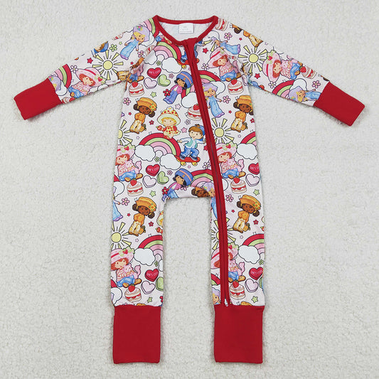 Baby Girls Rompers Strawberry Flowers Two Way Zip Convertible Rompers LR2852 12.9