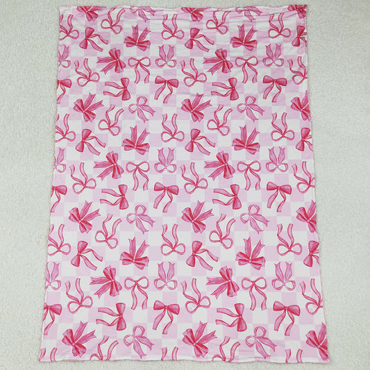 Baby Kids Girls Blankets Pink Bows Plaid Blankets BL0206 6.9
